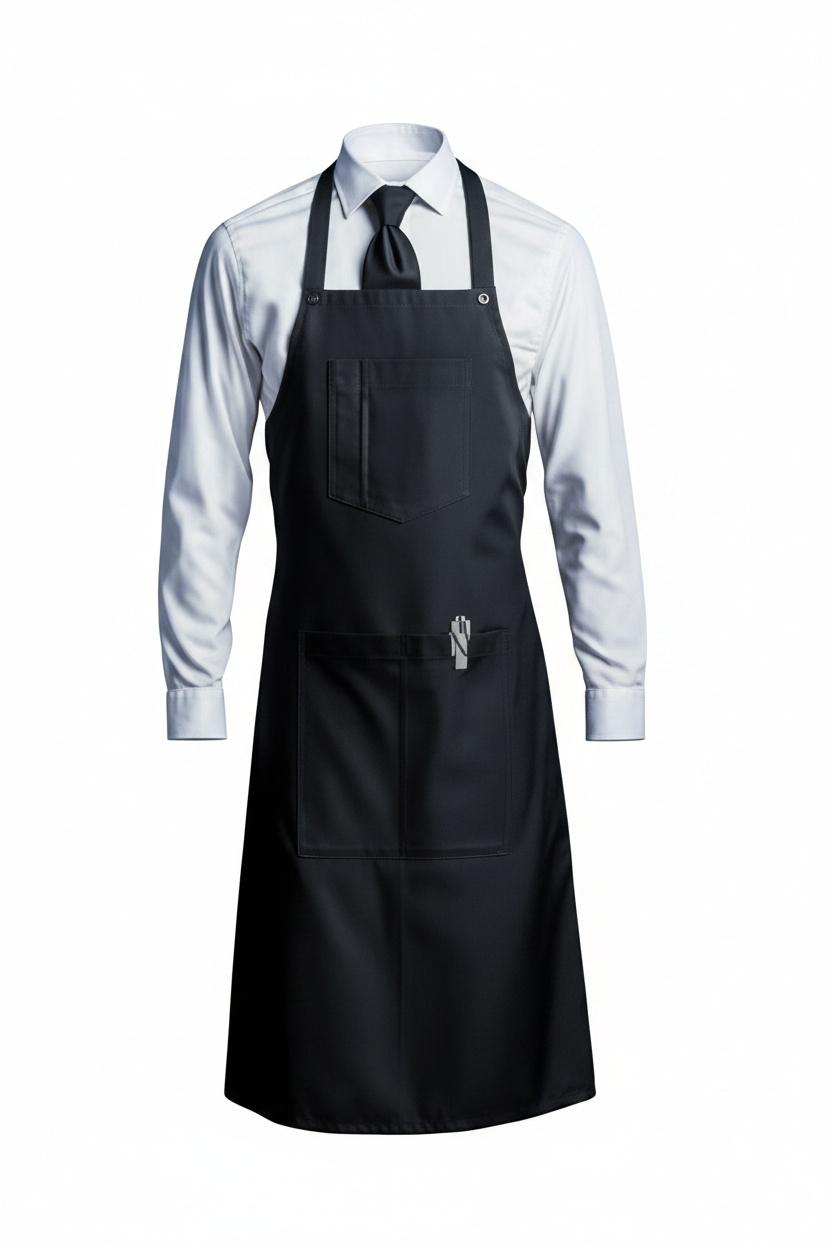 Tablier de Service Noir à Bavette