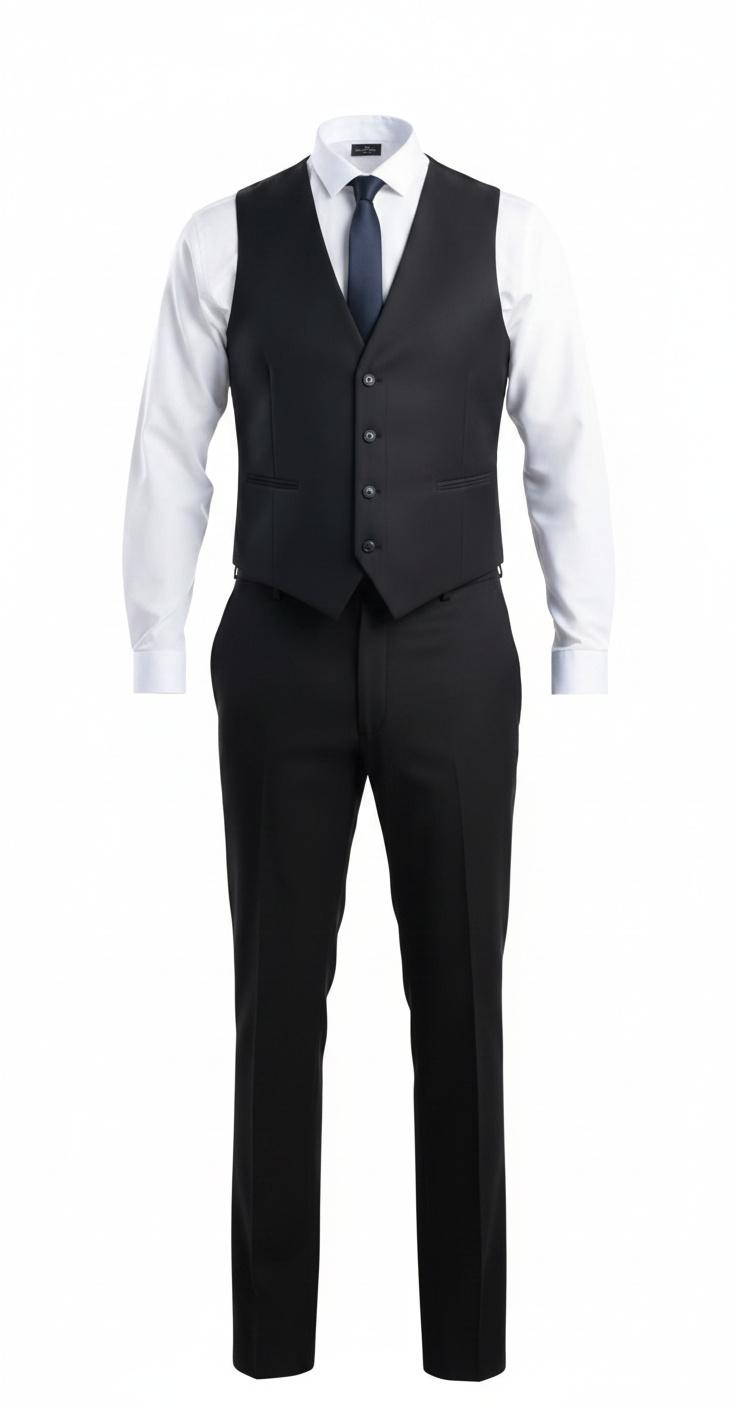 Tenue de Serveur avec Gilet Noir