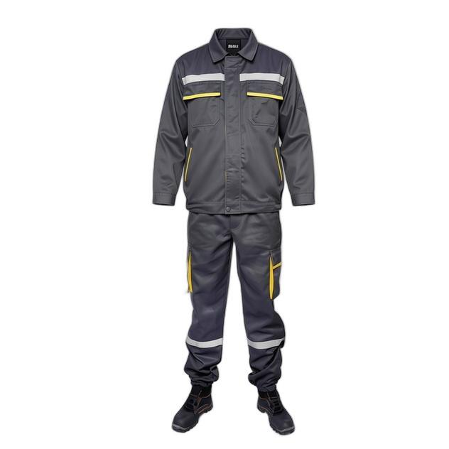 Ensemble de Travail Gris à Détails Jaunes