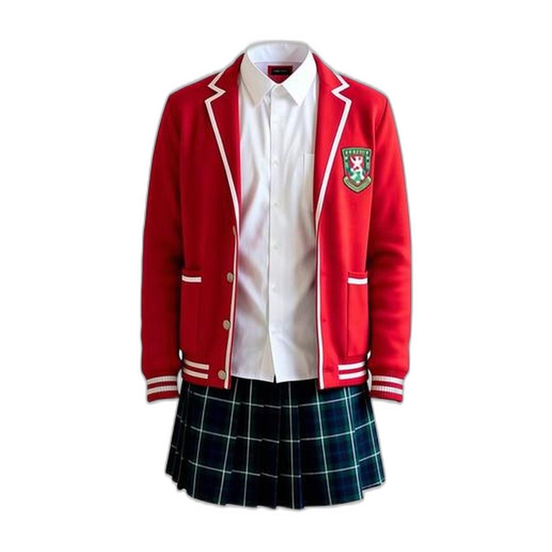 Blazer Rouge & Jupe Écossaise
