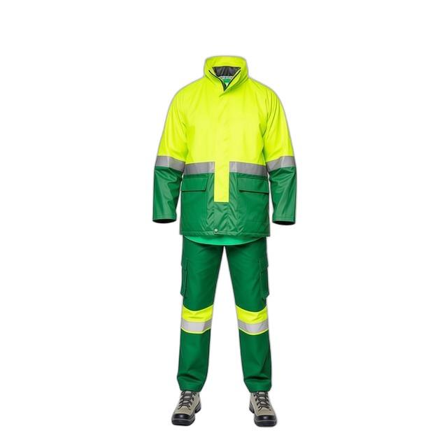 Ensemble de Pluie Haute Visibilité Jaune & Vert