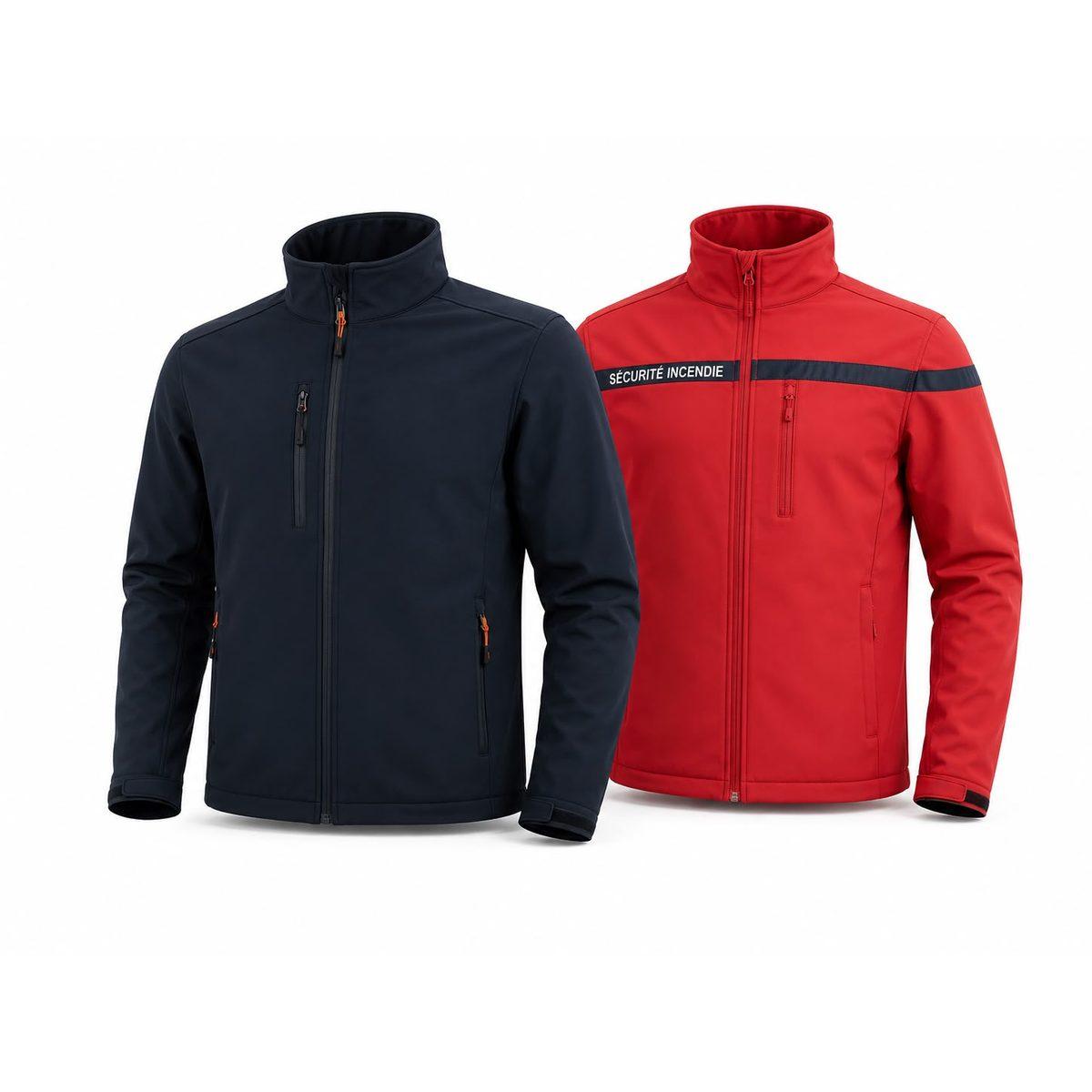 Veste Softshell Marine & Rouge Sécurité Incendie